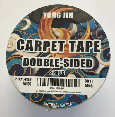 Yong Jin Carpet Tape Double Sided 2 Rolls (2in/1.41in Wide) 30FT Long - Image 1 of 3