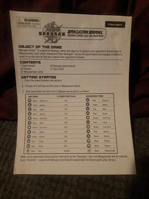 Bakugan Brawl Juego de Mesa Instrucciones de Repuesto Usado  Foto 1 de 4