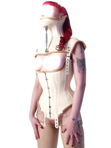 Latex Corset Rubber Club Weiß Kragen Cosplay Gummi Korsett Taillenclip 0.4mm - Bild 1 von 3