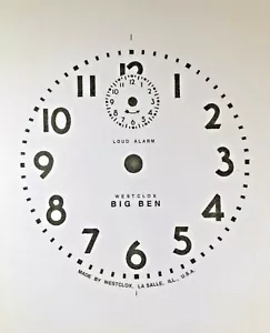 Westclox Big Ben Alarm Clock Paper Replacement Dial (Lot 210) - Picture 1 of 3