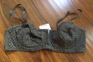 Free People Charcoal Balconette Sexy Bra Size 32B NEW WITH TAGS - Picture 1 of 5