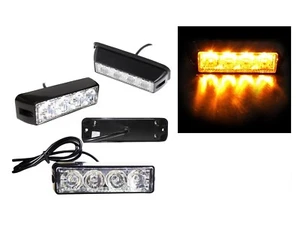 4 Led 12/24V Stroboscopica Arancione Luce Emergenza Auto SUV Camion Allarme - Foto 1 di 7