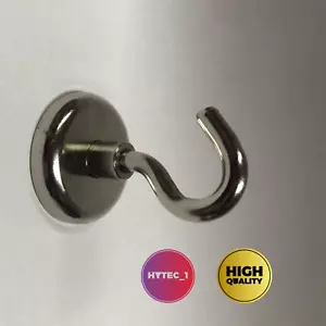 Magnetic Hooks x 10 Heavy Duty Industrial 34kg Rare Earth Hook Magnet 36mm Dia - Foto 1 di 5