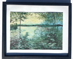 Monet Claude Landscape Original Painting Nature Lake French Art Hand Painted B51 - Picture 1 of 15