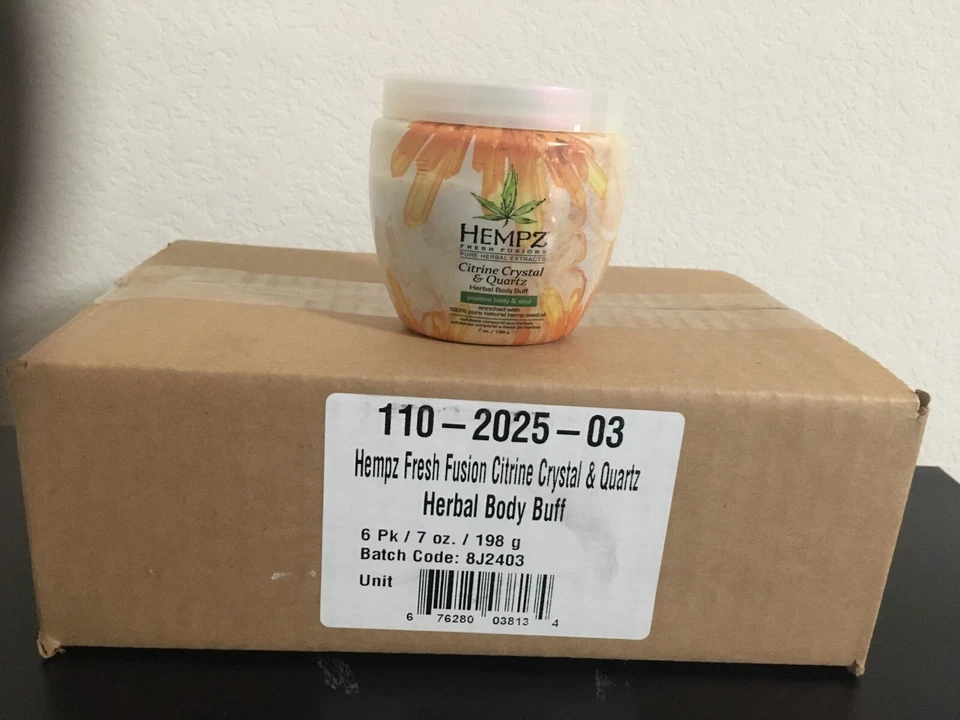 6-Fresh Fusions Citrine Crystal & Quartz Herbal Body Buff by Hempz -7oz Scrub - Изображение 1 из 1