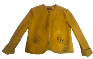 Geiger Classic Mustard Yellow Pure New Wool Jacket Size 40 Embroidered Austria - Picture 1 of 12