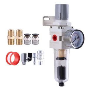 1/4 Inch Air Compressor Filter Regulator Water Oil Separator with Pressure Gauge - Picture 1 of 9