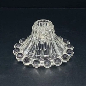 VTG Anchor Hocking Boopie Bubble Clear Elegant Glass Candle Holder Beaded Edge - Picture 1 of 8