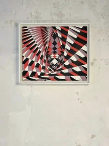 1970 GUY POUPPEZ PEINTURE CINETIQUE ABSTRACTION GEOMETRIQUE ART OPTIQUE OPART - Picture 1 of 12