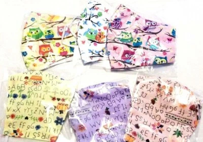 3 x PACK Face Mask lot ADULT teen back 2 school smart wise owl fun theme washes - Image 1 of 4