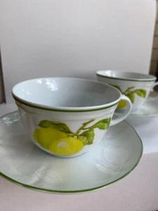 Richard Ginori Antico Limone Tea Cup and Saucer 2 pcs White Lemon Design USED - Picture 1 of 14