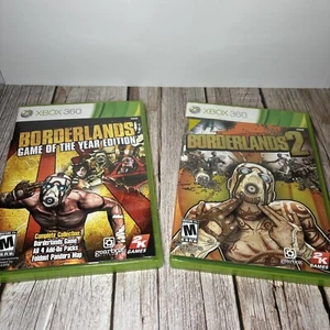 Borderlands 1 and 2 Microsoft Xbox 360 Video Game Complete CIB - Picture 1 of 8
