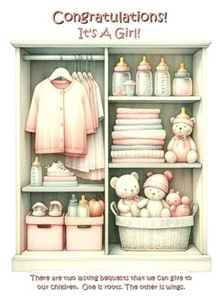 Congratulations It's A Girl A5 Card Baby Girl Birth Daughter Congratulations - Picture 1 of 3