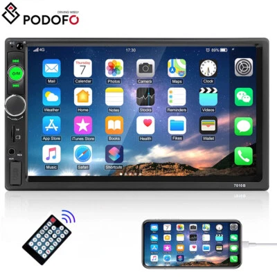 Doppel 2DIN 7" Autoradio Bluetooth Stereo Touchscreen USB TF AUX-in Spiegel Link - Bild 1 von 4