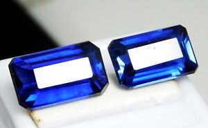 Certified 16.60 Ct Natural AA+ Ceylon Blue Sapphire Emerald Cut Loose Gems Pair