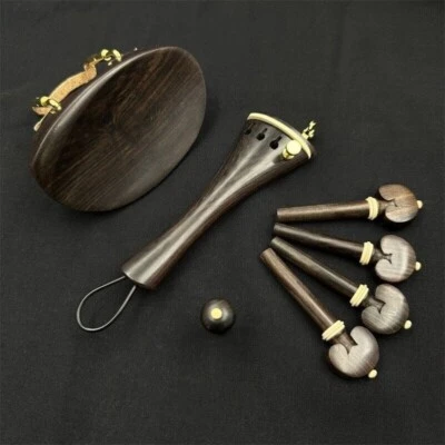 1 set new undyed ebony violin parts 4/4, chinrest, tailpiece, pegs, endpin - Image 1 of 4