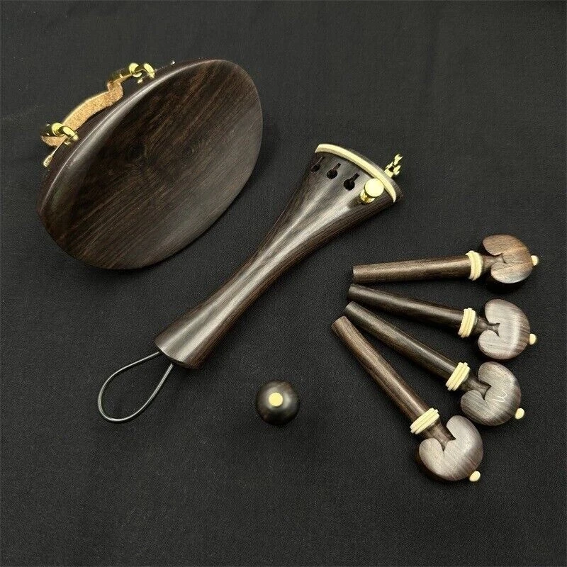 1 set new undyed ebony violin parts 4/4, chinrest, tailpiece, pegs, endpin - Image 1 of 4