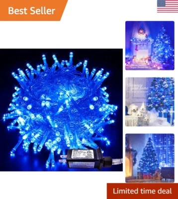 Bright Blue Christmas Tree Lights - 33ft 100 LED - Waterproof - Indoor/Outdoor - Image 1 of 4