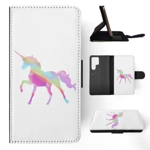 FLIP CASE FOR SAMSUNG GALAXY|WATERCOLOR RAINBOW UNICORN - Picture 1 of 120