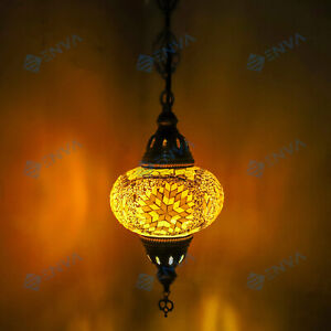 Turkish Moroccan Glass Mosaic Ceiling Hanging Chandelier Light Lamp Large Globe