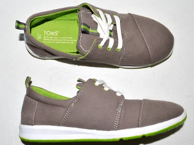 TOMS NEW SZ 6 BOYS YOUTH JUNIORS GRAY LIGHT SNEAKERS LACE UP LIGHTWEIGHT SHOES - Image 1 of 4