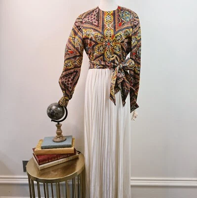 Maxi Vestido Rona New York Años 70 Psicodélico Colorido Plisado Retro 12 Sin Stock Foto 1 de 4