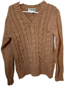 Route 66 Sweater Womens Cable Knit V-Neck Pullover Large Brown w/Gold Flake - Picture 1 of 3