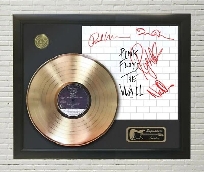 Pink Floyd The Wall Framed Black wood Reproduction Signature Gold LP Display  - Image 1 of 4