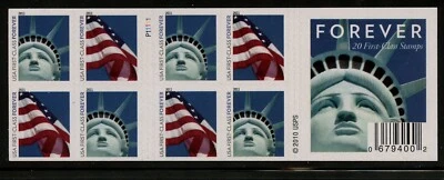 US 4560b (4559-60), 2011 STATUE/FLAG (4evR), ($13.60) UNF BKLT PANE MNH (US405K) - Image 1 of 2