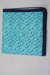 Bugatchi Men's Teal Blue Floral Print Pocket Square 13 inches Sq - Picture 1 of 6