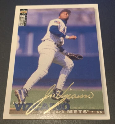 1995 UD Collector's Choice GOLD Signature Script Card #316 Jose Vizcaino NY Mets - Image 1 of 2