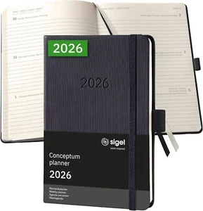 Sigel 2026 Conceptum Weekly Planner A6 Hardcover Black - Picture 1 of 7