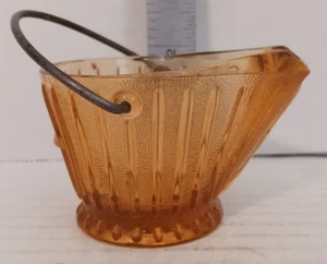 Amber Glass Coal Scuttle Bucket Ashtray Toothpick Holder FREE SHIPPING - Picture 1 of 5