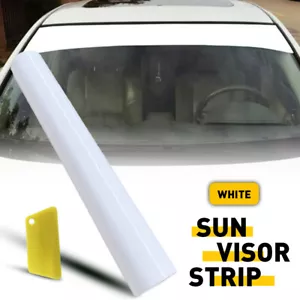 White Sun Strip Decal Universal Fit Windshield Banner Vinyl Visor Sticker 60x10" - Picture 1 of 16