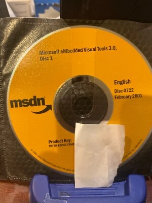 RARE NEW AUTHENTIC MSDN Microsoft eMbedded Visual Tools 3.0. Product Key 2Discs. - Image 1 of 3