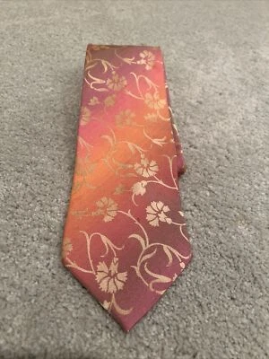 Corbata ROMEO GIGLI DE COLECCIÓN SEDA AMARILLO MELOCOTÓN REMOLINO - FLORAL HECHA EN ITALIA Foto 1 de 4