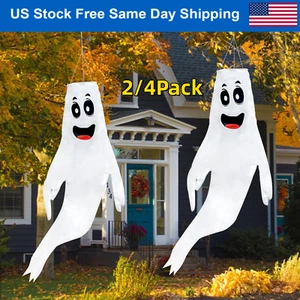 2/4Pack 60“ Halloween Windsocks Hanging Ghost Decoration Wind Socks Yard Decor - Picture 1 of 10