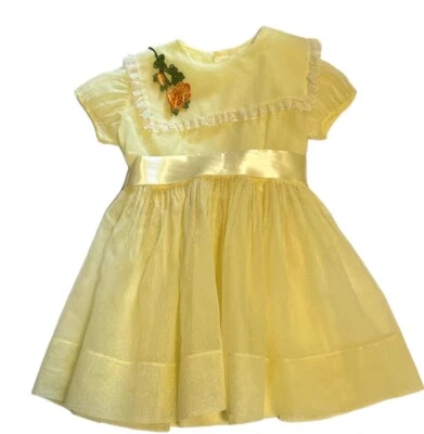 Vestido de fiesta de colección Cenicienta para niñas con puntos transparentes círculo suizo talla 5 amarillo nailon Foto 1 de 4