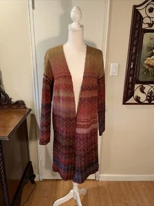 Style & Co Long Multi Colored Cardigan Sweater Size Medium - Picture 1 of 8
