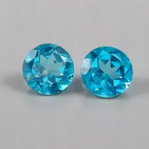 AAA-Qualität natürlicher Paraiba Topas facettiert rund 8x8 Paar lose Edelsteine - Bild 1 von 2