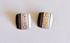 14K Gold Earrings Layered On Sterling Silver Signed Not Filled But Layered - Picture 1 of 2