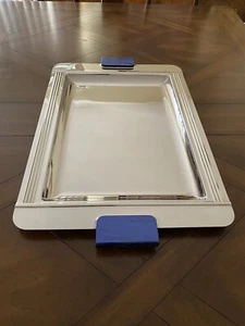 Jean Couzon France 24”X 15.5” Large Art Deco Tray With Marbled Blue Handles - Picture 1 of 14