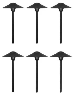 Landscape Low Voltage Lighting - Mushroom Path Light In Black Finish Pack of 6 - Image 1 of 4