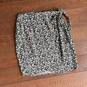 Vtg 90s Mini Wrap Skirt Floral Sz S Blk Rayon Bloomchic Spring Preppy Grunge - Picture 1 of 15