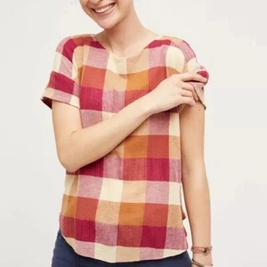 Isabella Sinclair Anthropologie S Posy Plaid Top Boxy Relaxed Fit Casual Shirt - Picture 1 of 9