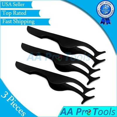 3 Pcs Eyelash Extension Curler Nipper Auxiliary Clip Clamp Makeup Forceps - Image 1 of 3