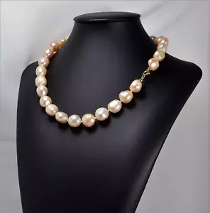 COLLANA IN ORO GIALLO 18 kt CON PERLE D'ACQUA DOLCE ROSA OGLN 0236 - Foto 1 di 3