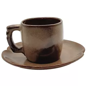 Frankoma Pottery Cup or Mug 5C and Plate 5GS in Plainsman Brown Retired - Picture 1 of 23