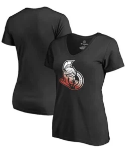 Camiseta Fanatics Ottawa Senators Mujer Negro Con Logotipo Escote en V - Imagen 1 de 1