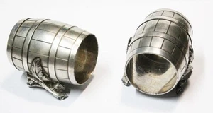 Very interesting old pair of silver plated napkin rings cask barrel branchs leaf - Picture 1 of 1